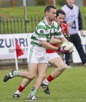 Michael O'Halloran in possession during the County Senior Football Championship Final against Stradbally at Fraher Field