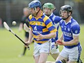 John Hurney concentrates on maintaining possession against Fourmilewater in the County Senior Hurling Championship