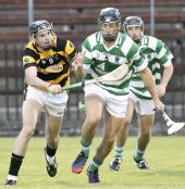 Shane O'Donovan focuses on securing possession during the County Senior Hurling Championship victory over Lismore at Fraher Field
