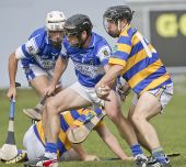 Tiernan Murray battles for possession during the County Senior Hurling Championship Quarter Final encounter with Mount Sion in Walsh Park