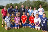 Ladies Footballers with GAA President, Liam O'Neill