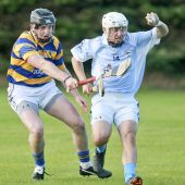 Maurice Power tackling his Roanmore opponent during the final County Senior Hurling Championship group stage match in Kill