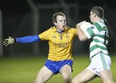 Gary Hurney looks to pass his marker during the County Senior Football Championship Semi Final clash with the Nire at Fraher Field
