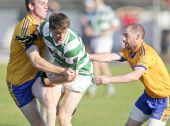 Patrick Hurney tries to break free from the Nire defence in the Round 3 clash of the County Senior Football Championship at Fraher Field