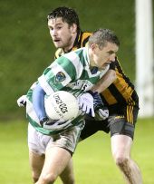 Tiernan Murray in possession during the Western Intermediate Football Championship Final against Brickey Rangers played at Fraher Field